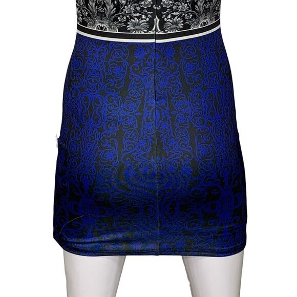 Forever 21 Victorian Baroque Bodycon Size S Sleeveless Blue Black Gold - Picture 11 of 15